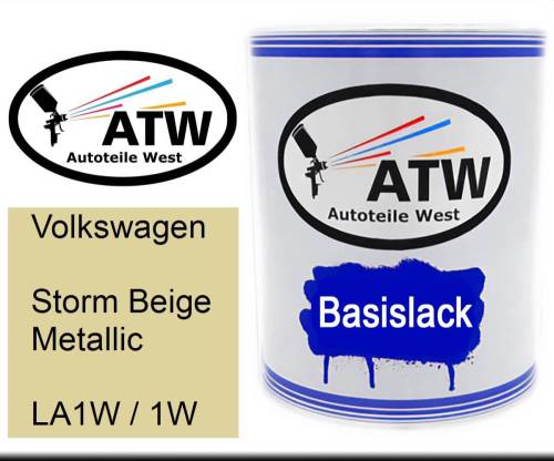 Volkswagen, Storm Beige Metallic, LA1W / 1W: 1L Lackdose, von ATW Autoteile West.